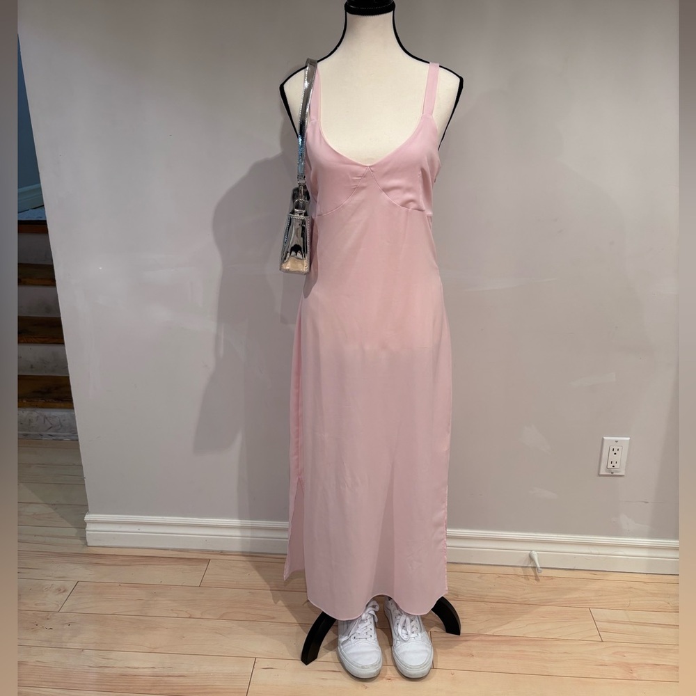 Versatile Highlife Collective Light Pink Maxi Slip Dress with Slits